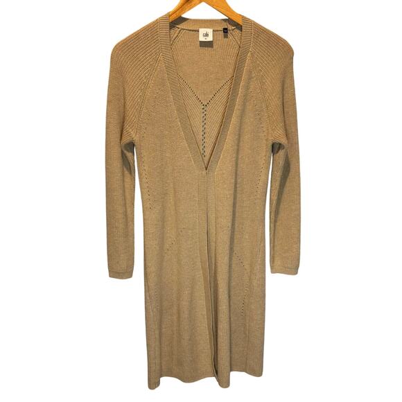 CAbi Abbey Road Tan Long Length Cardigan Sweater Style #3359 - size XS - Picture 2 of 5